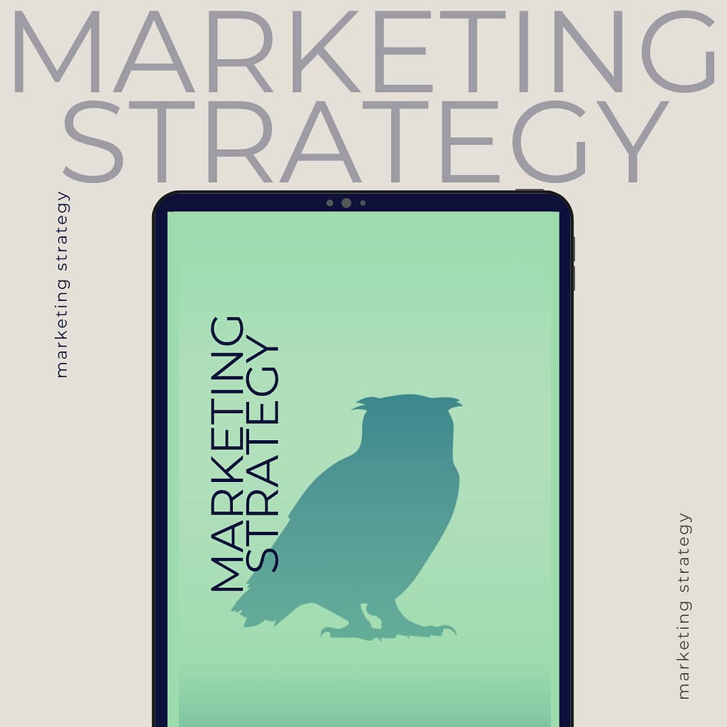 Metaphorical illustration of marketing. Systematic approach. Text. Phone screen.