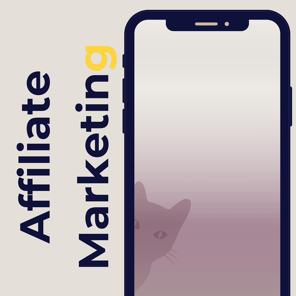 Metaphorical illustration of affiliate marketing Strategic frameworks. Text. Phone screen.