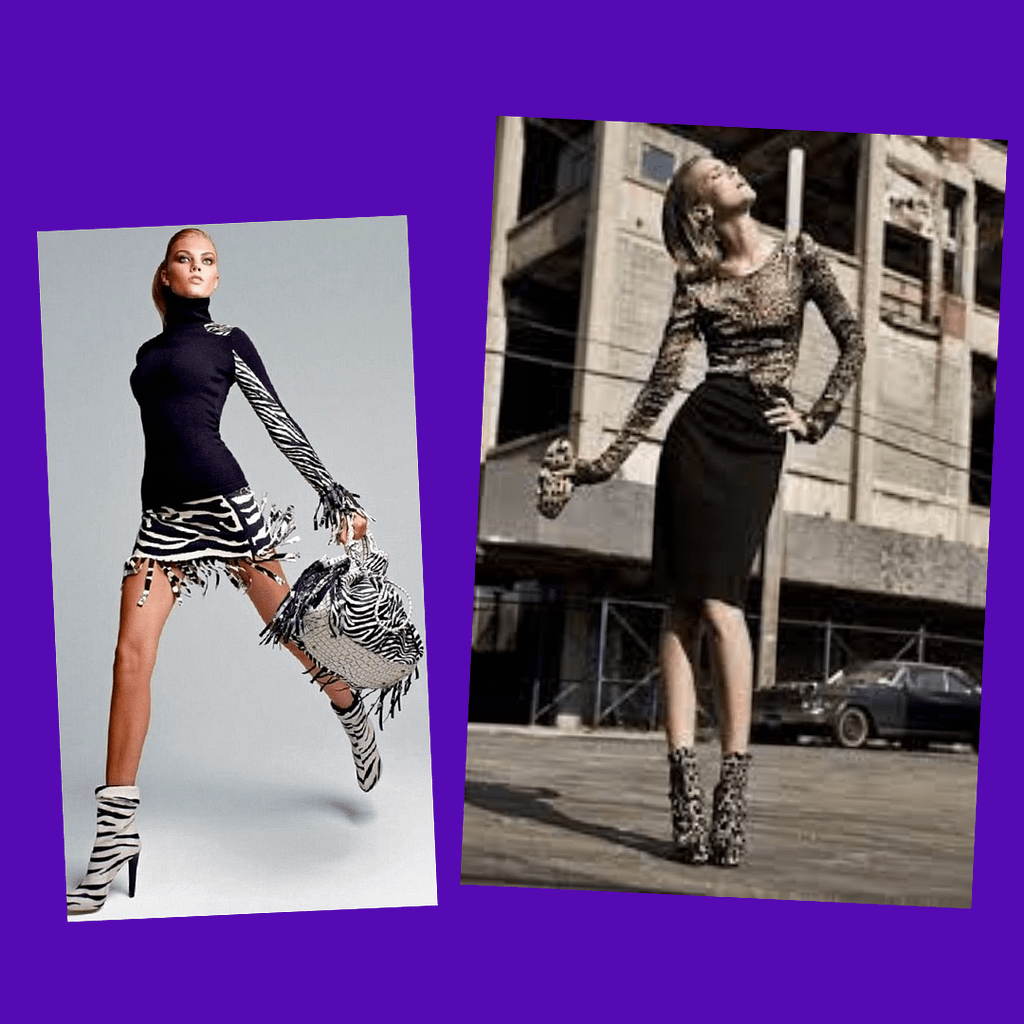Animalism. Women in animalism style. Clothing with animal prints.