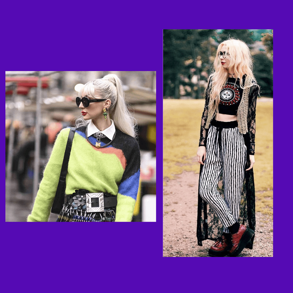 Extravagant style. Women in interesting outfits