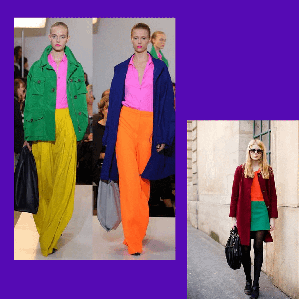Color block. Women in colorful clothes