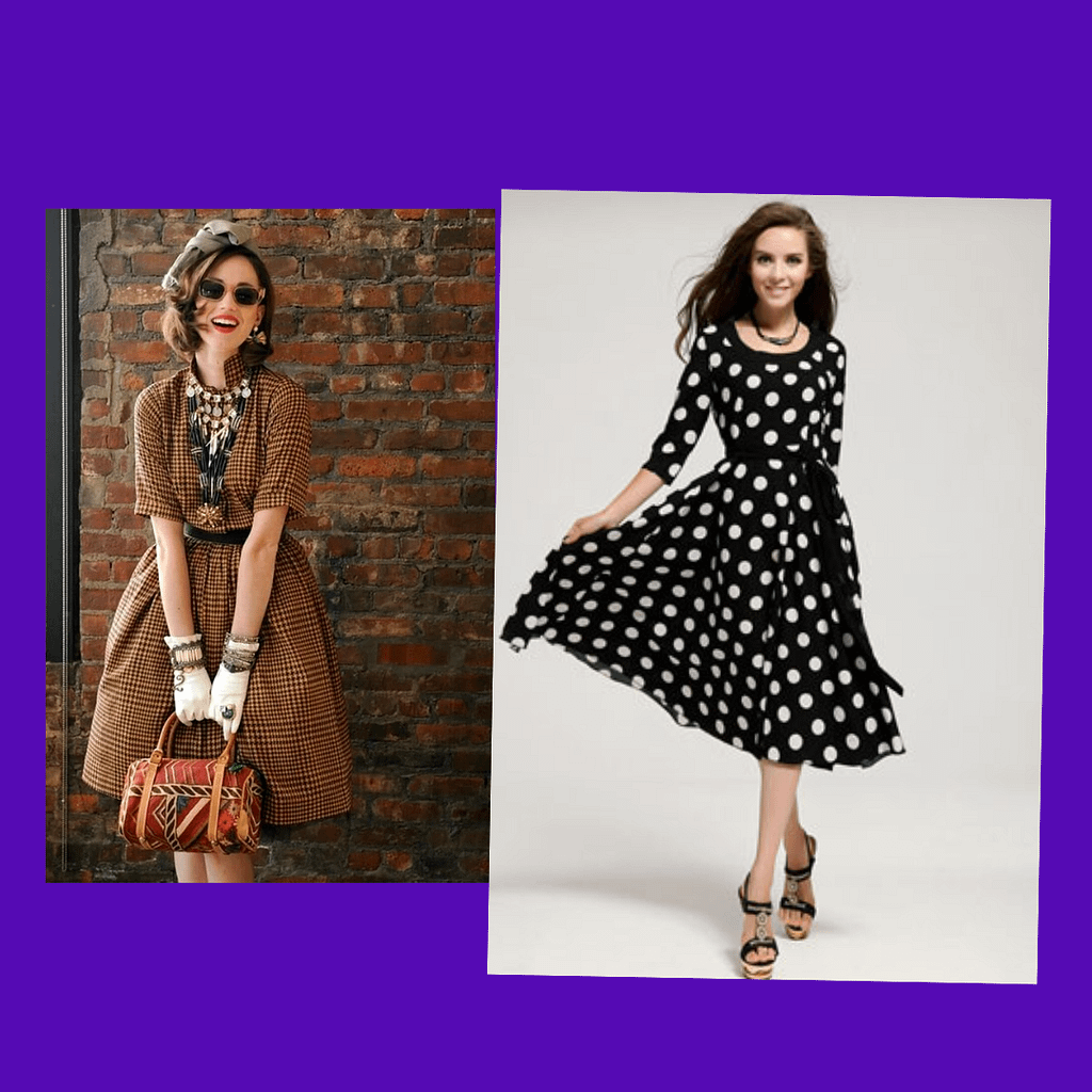 Retro style. Women in dresses