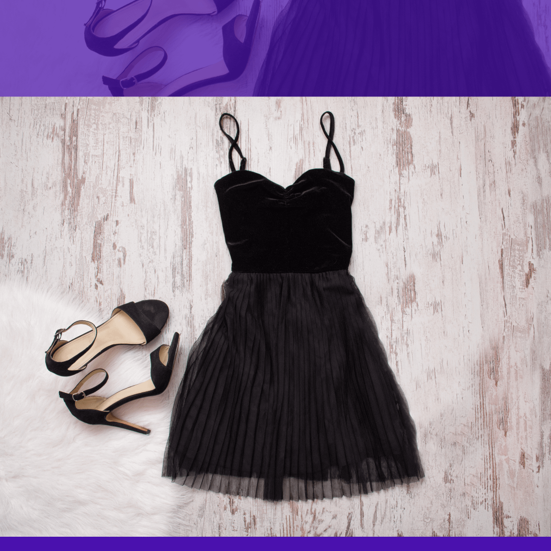 A little black dress and sandals on the floor